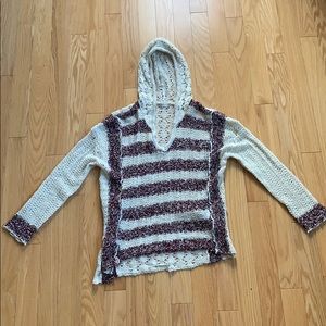 Hooded Maroon and Cream Altar’d State sweater